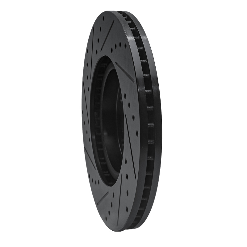Acura TL Brake Rotor (1) - Front Right - R1 Concepts - Drilled & Slotted - Black - `09-`14